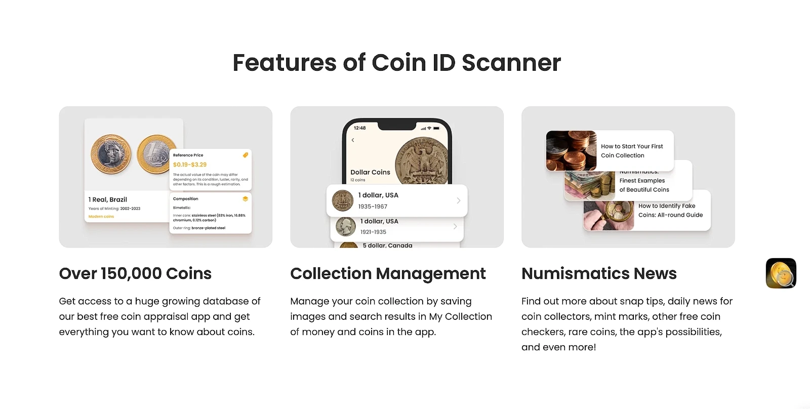 Brief demonstration of Coin ID Scanner app’s key features.